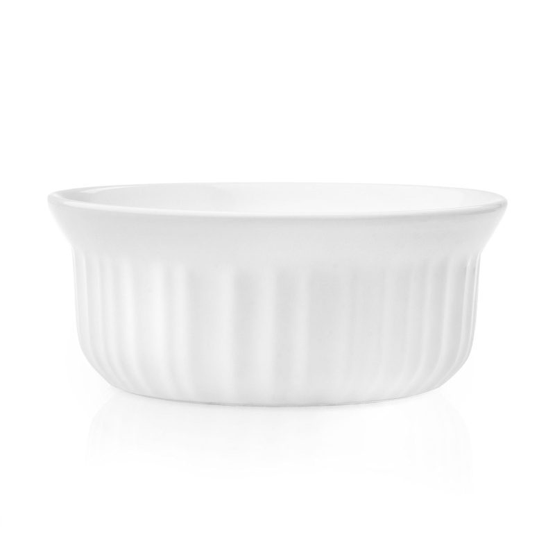 1071972 CW Bakeware Silo Square French White 16oz Round Baker 1