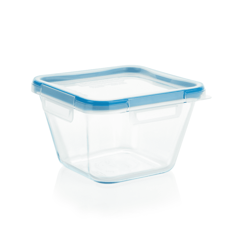 1126624 SN Storage Silo Square Total Solution Glass 6.5cup Square Saltwater Blue Lid 1