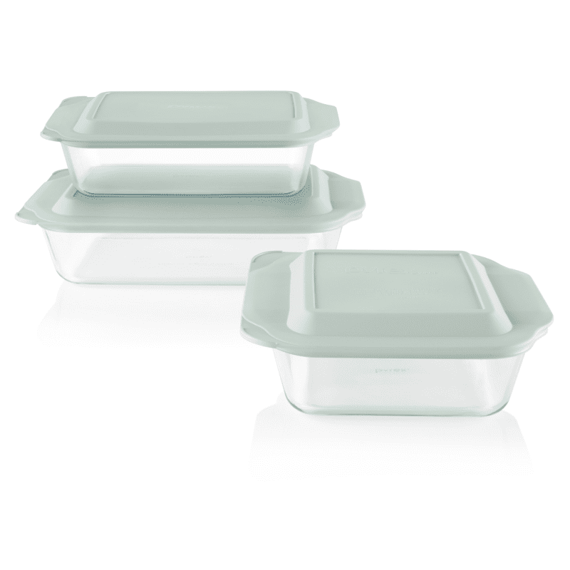 1135014 PY Bakeware Silo Square Deep Dish 6pc Set Sage Lids 1