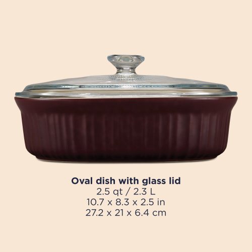 CW 1147245 French Cabernet 2.5QT Oval Bakeware wLid ATF Square Tile4